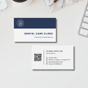 Dental Clinic Dentist Custom Logo QR Code Business Card