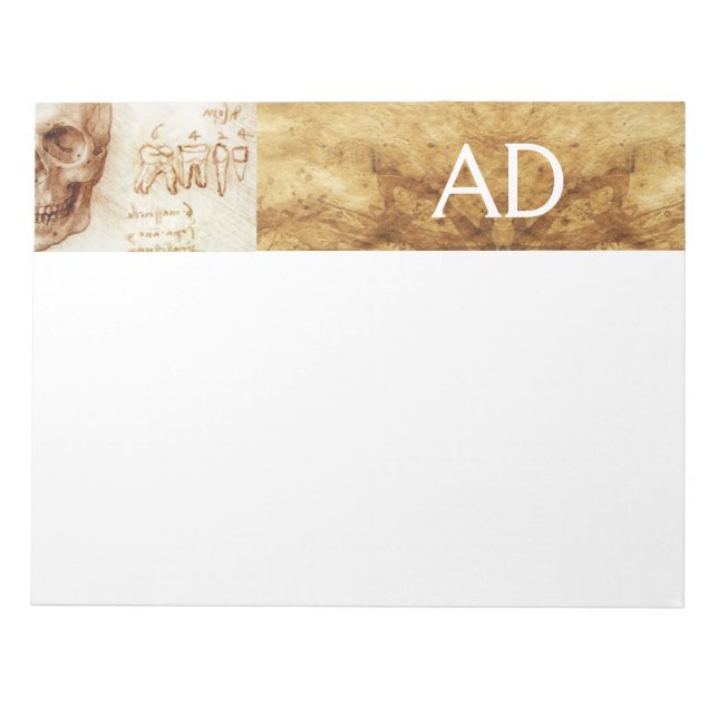 DENTAL CLINIC ,DENTIST MONOGRAM ,Antique Parchment Notepad (Front)