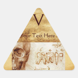 DENTAL CLINIC ,DENTIST MONOGRAM Parchment Triangle Triangle Sticker
