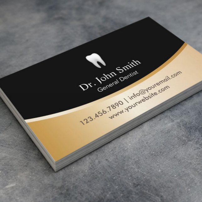 Dental Clinic Modern Black & Gold Appointment Card (Creator Uploaded)