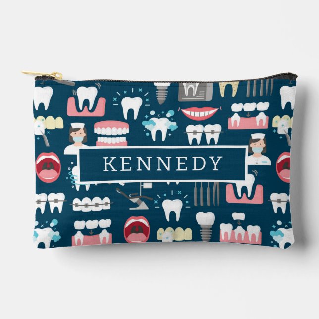 Dental Clinic Office Pattern Accessory Pouch (Front)