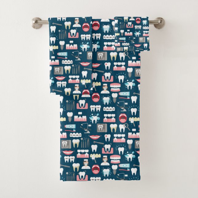 Dental Clinic Office Pattern Bath Towel Set (Insitu)