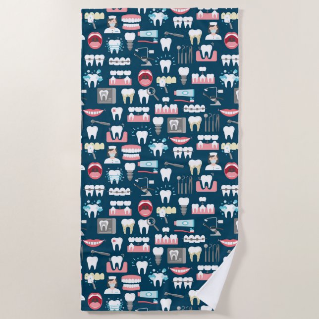 Dental Clinic Office Pattern Beach Towel (Front)