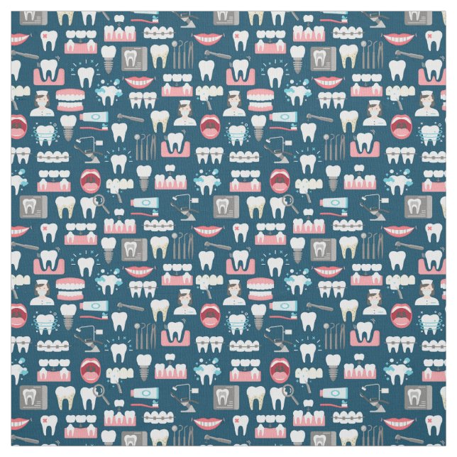 Dental Clinic Office Pattern Fabric (Swatch)