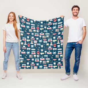 Dental Clinic Office Pattern Fleece Blanket