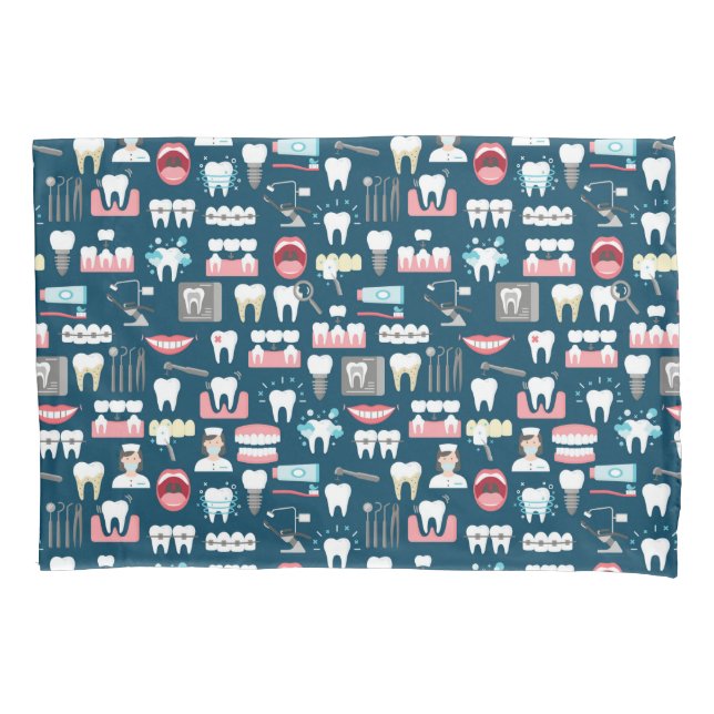 Dental Clinic Office Pattern Pillowcase (Front-Left)