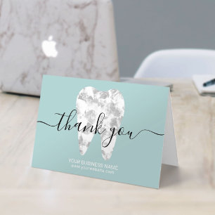 Dental Crystal Tooth Mint Blue Dentist Thank You Card
