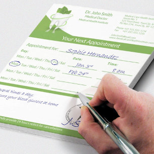 Dental Dentist Tooth Mint Leaf Medical Appointment Notepad