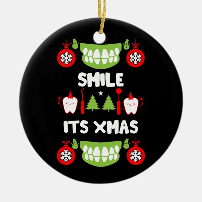Dental Doctor Xmas Ceramic Ornament (Front)