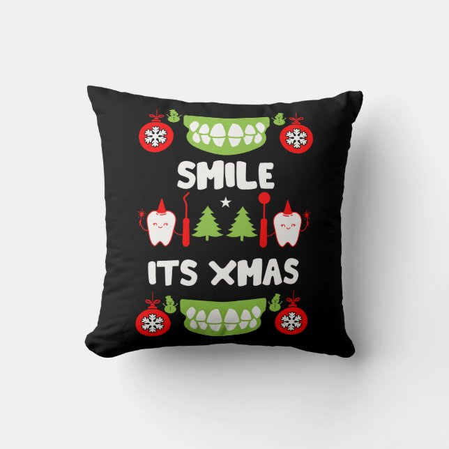 Dental Doctor Xmas Throw Pillow (Front)
