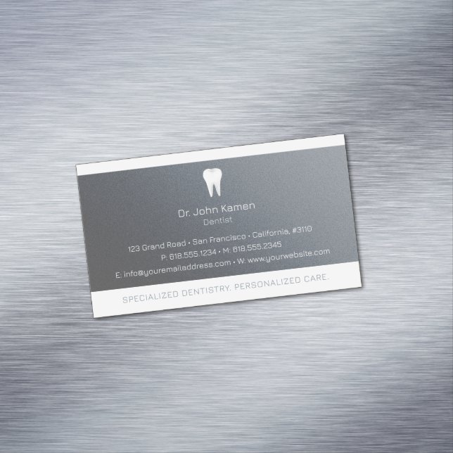Dental | Elegant Platinum Magnetic Business Card (In Situ)