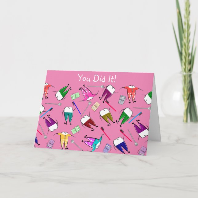 Dental Graduation Congratulations Pink Card (Front)