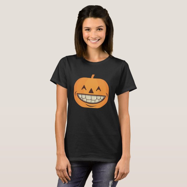 Dental Halloween Shirt Pumpkin with Perfect Teeth (Front Full)