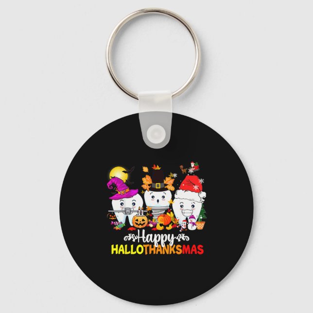 Dental Halloween Thanksgiving Christmas Happy Hall Keychain (Front)