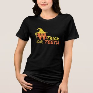Dental Halloween Trick or Teeth Funny Dentist Tri-Blend Shirt
