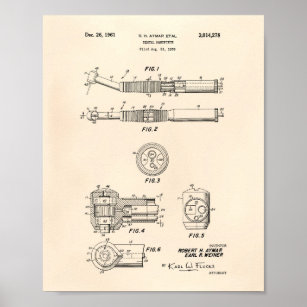 Dental Handpiece 1961 Patent Art Old Peper Poster