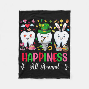 Dental Happiness All Around Valentine St Patrick E Fleece Blanket