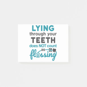 Dental Hygiene Lying Through Teeth Not Flossing Post-it Notes