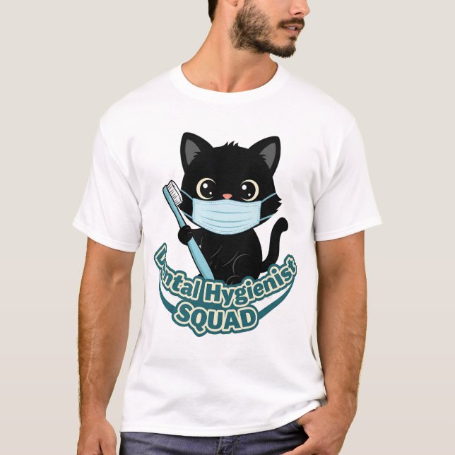 Dental Hygienist Black Cat T-Shirt (Front)