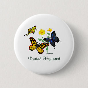 Dental Hygienist Butterflies 2 Inch Round Button