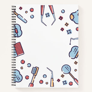 Dental Hygienist Cute Tools Pattern Spiral Noteboo Notebook