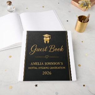 Dental Hygienist Graduation Guest Book Black Gold