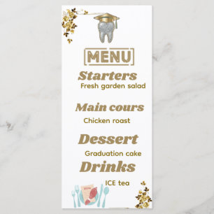 Dental Hygienist Graduation Menu Card minimalist