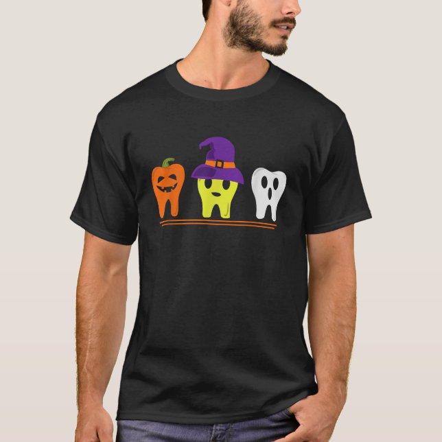 Dental Hygienist Halloween Pumpkin Witch Tooth Doc T-Shirt (Front)