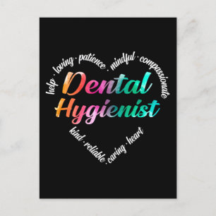 Dental Hygienist Heart Word Cloud Watercolor Holiday Postcard