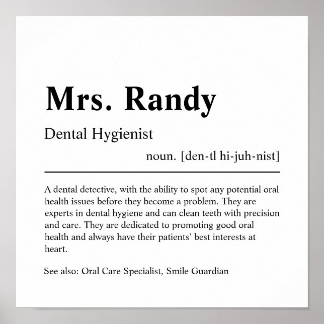 Dental Hygienist Personalized Gift Poster (Front)