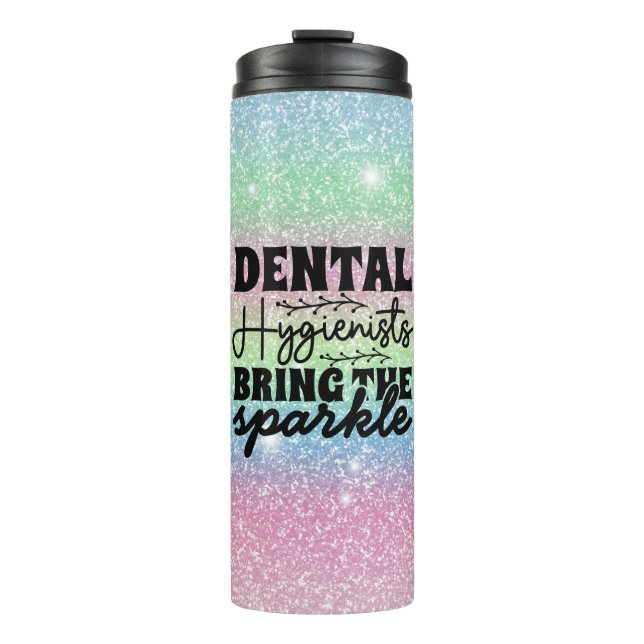 Dental Hygienist Sparkle Rainbow Glitter Thermal Tumbler (Front)