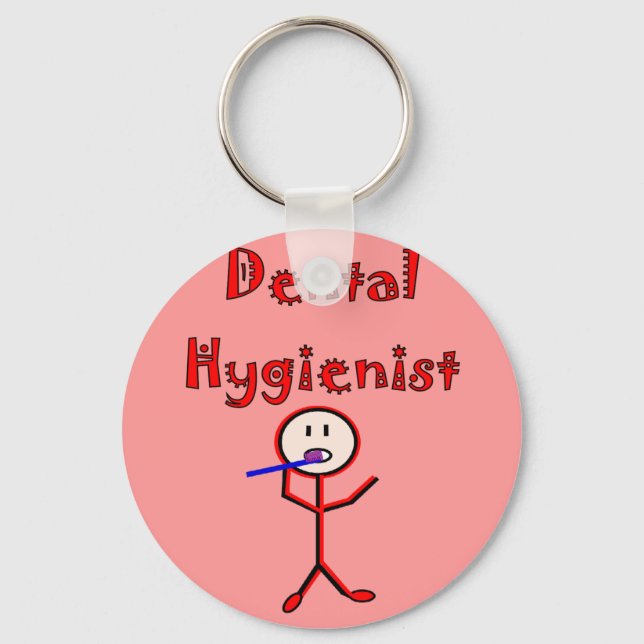 Dental Hygienist Stick Person With Toothbrush Keychain (Front)