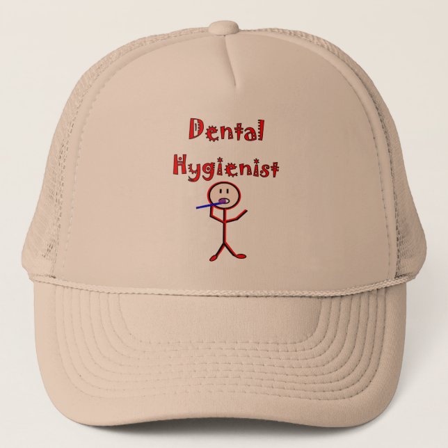 Dental Hygienist Stick Person With Toothbrush Trucker Hat (Front)
