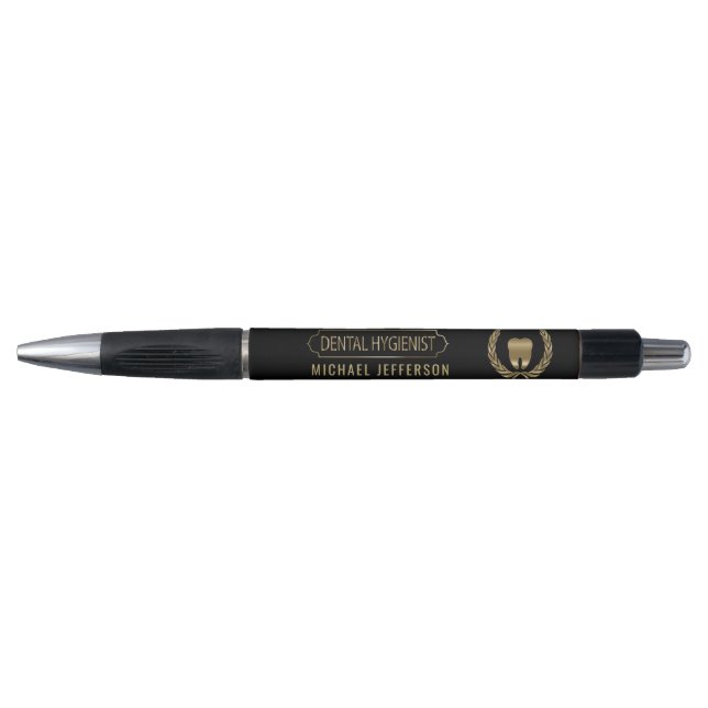 Dental Hygienist - Tooth - Black and Gold Pen (Front)