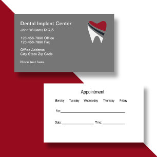 Dental Implant Appointment Reminder Business Cards