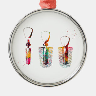 Dental implant procedure metal ornament
