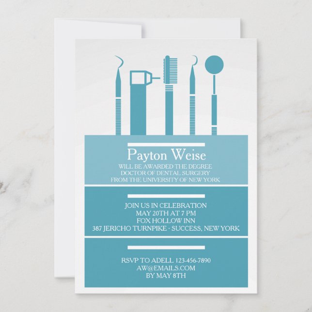 Dental Instruments Graduation Invitation (Front)