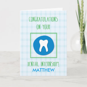 Dental Internship Congratulations Tooth on Green a Card