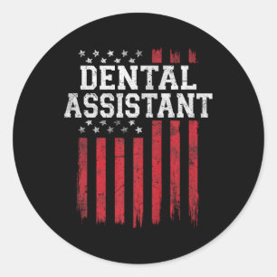 Dental Istant American Flag Usa Patriot Patriotic Classic Round Sticker