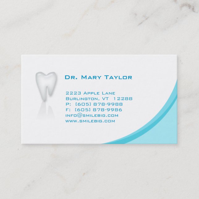 Dental Molar Business Card Blue curve (Front)