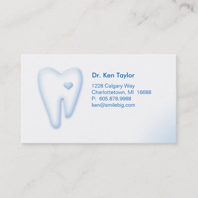 Dental Molar Heart Logo Business Card Blue 2 (Front)