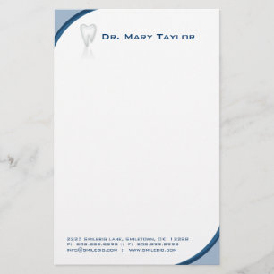 Dental Molar Tooth Stationery Blue Curve
