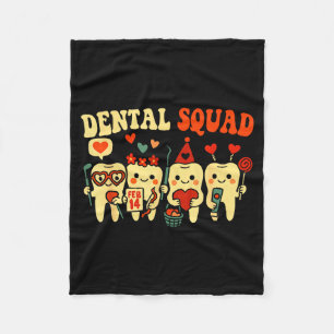 Dental nurse squad valentine's day teeth hygienic fleece blanket