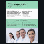 Dental Office Dentist Logo Photo QR Soft Green Flyer<br><div class="desc">Professional dental flyer with front-side space for logo,  photo,  services,  key information,  and contact details. The back features a QR code for staying connected along with replaceable social media icons. Ideal for clear,  trustworthy patient communication. Visit the store for more coordinated business marketing designs.</div>