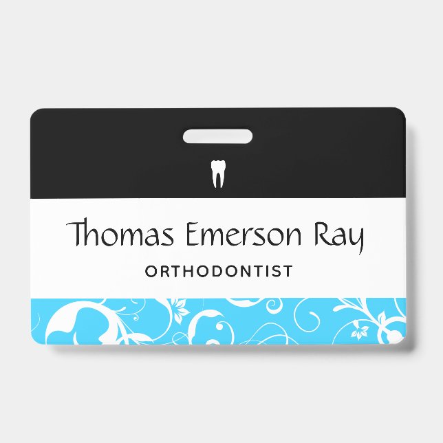 Dental Office Employee Pro Damask Badge (Front)