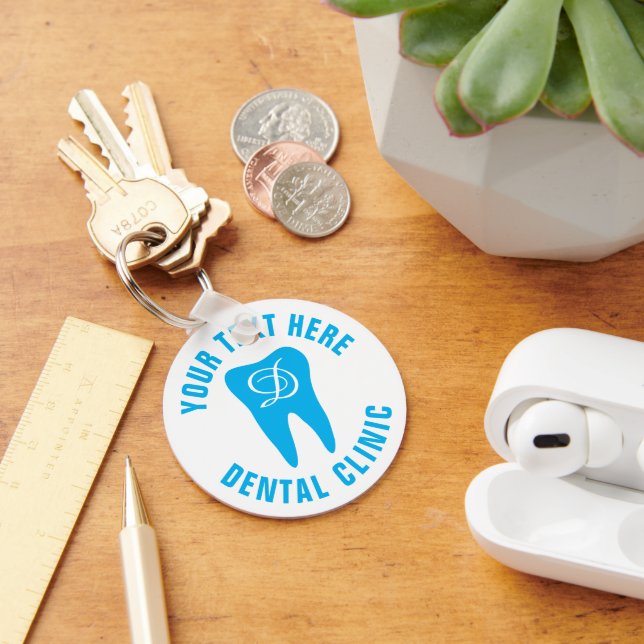 Dental office keychain with coloured tooth logo (Desk)