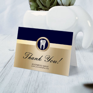 Dental Office Modern Navy & Gold Thank You Card