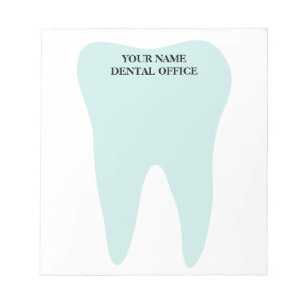 Dental office notepad with big tooth logo