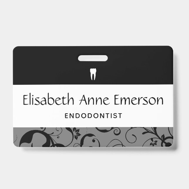 Dental Office Staff Pro Damask Badge (Front)