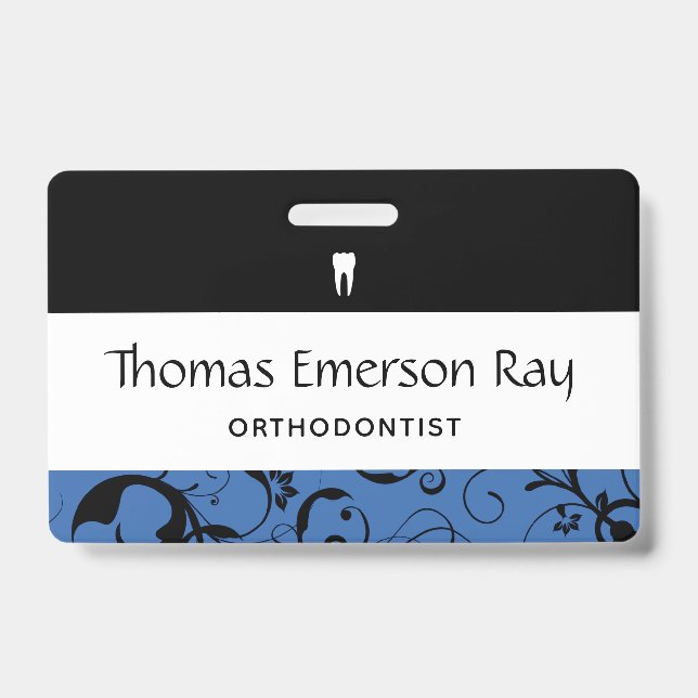 Dental Office Staff Pro Damask Badge (Front)